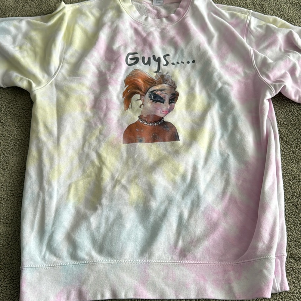 Free with bundle Tie-Dye 'Guys' Graphic Crewneck Sweatshirt - Pink & Yellow
